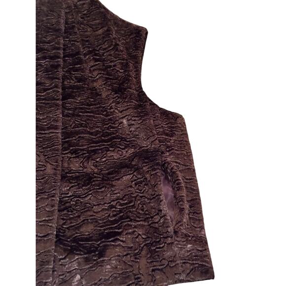 Vintage Y2K Siena Studio Faux Fur Vest Chocolate Brown Textured Button L - Picture 4 of 12